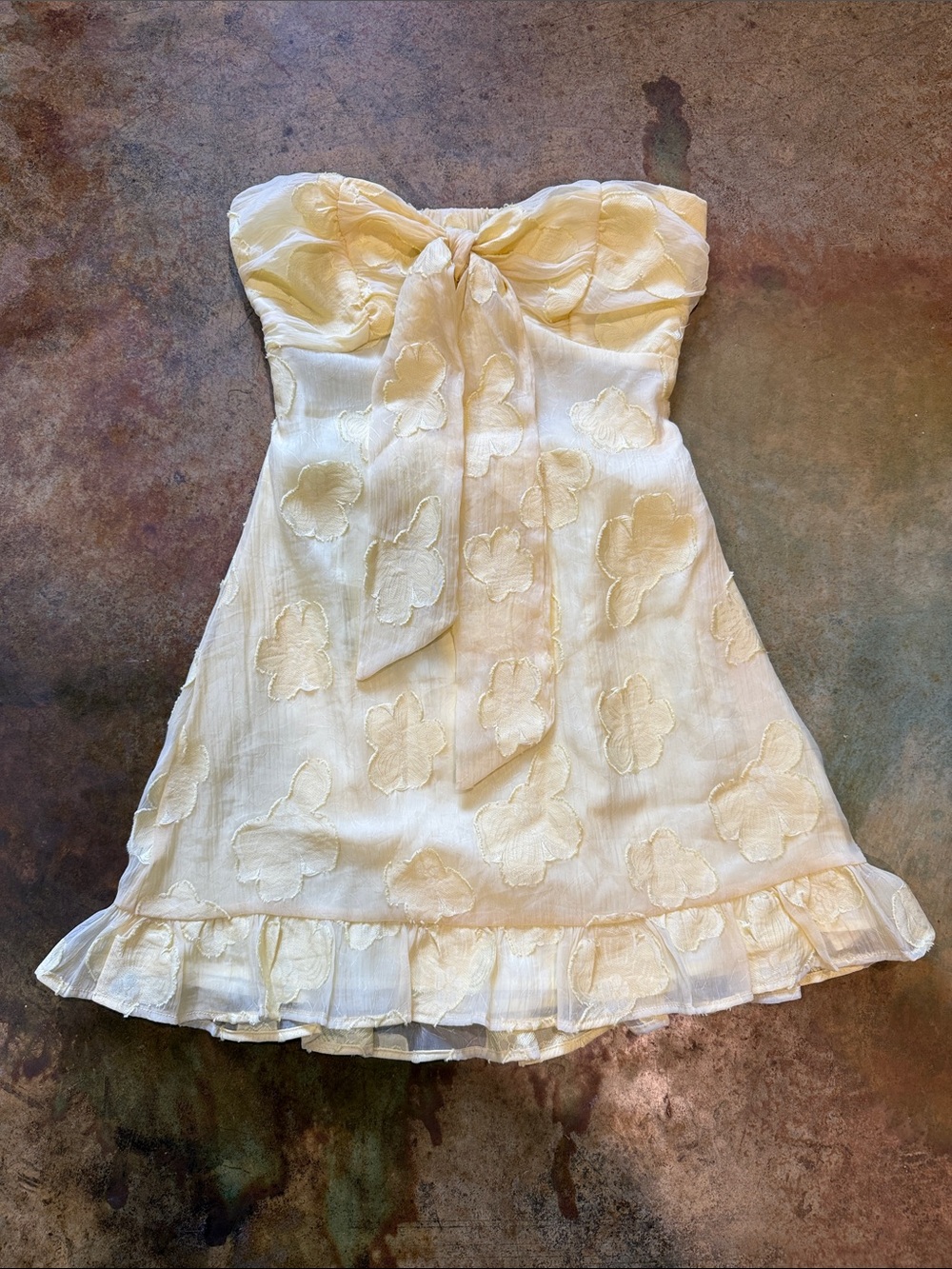 Hello Molly Cream Strapless Bow Tie Mini Dress